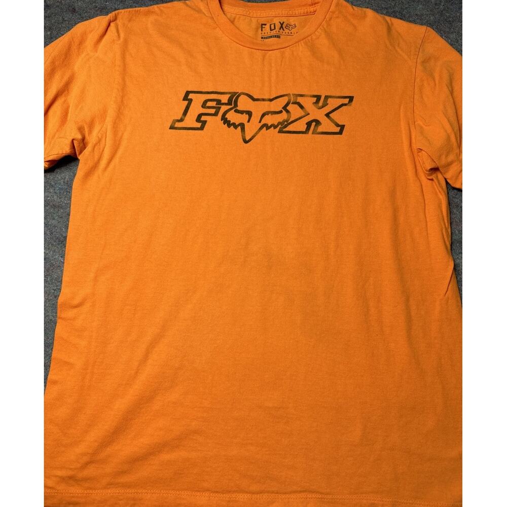 Y2K FOX Racing Men's Size M T-Shirt Graphic Logo Short Sleeve Orange Black